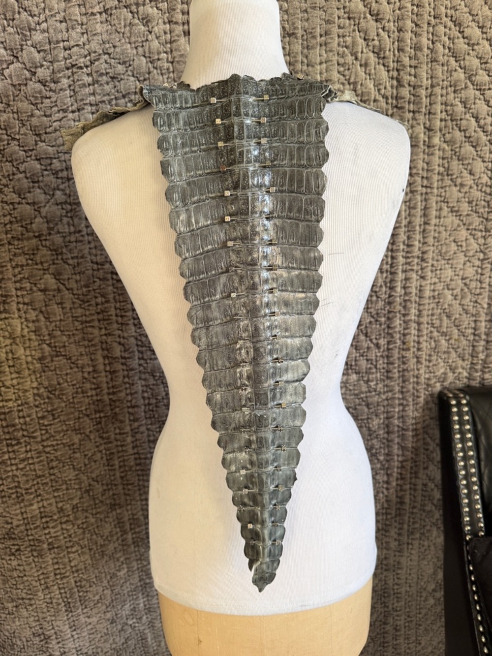 Exotic Real Grey Crocodile Front Bib - Picture 6 of 16
